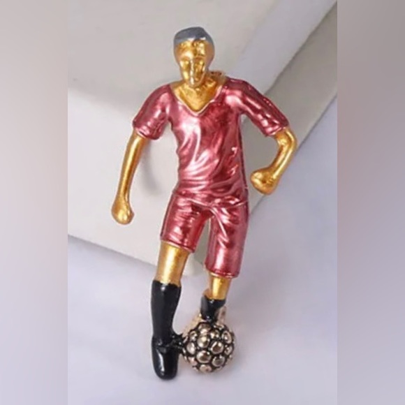 Source Unknown Jewelry - Fun Red, Black, & Gold & Faux Pearl Hockey Brooch Pin